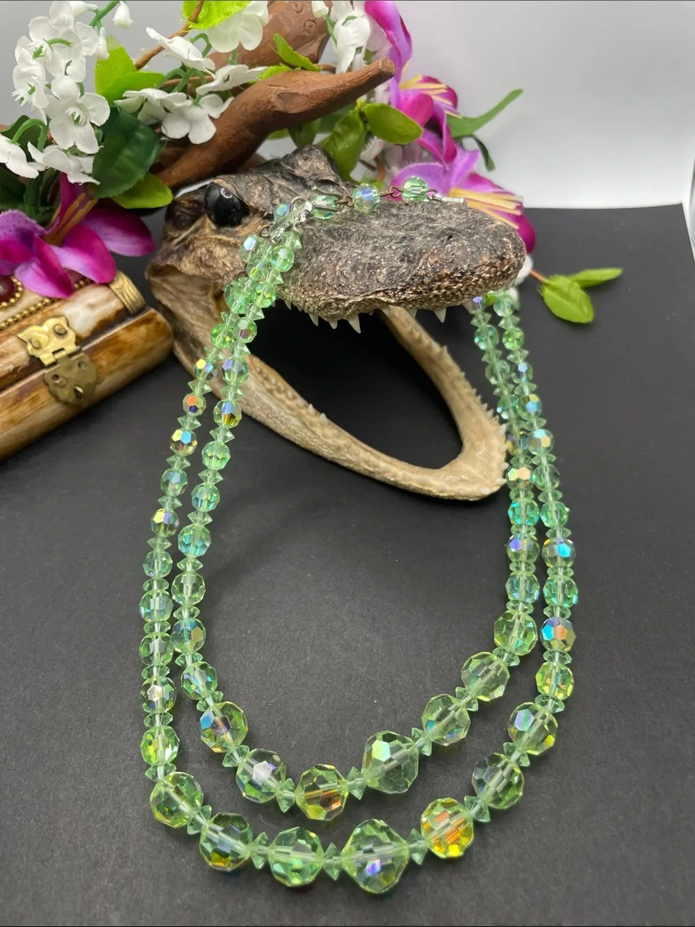 Crystal 2 strand necklace vintage C6